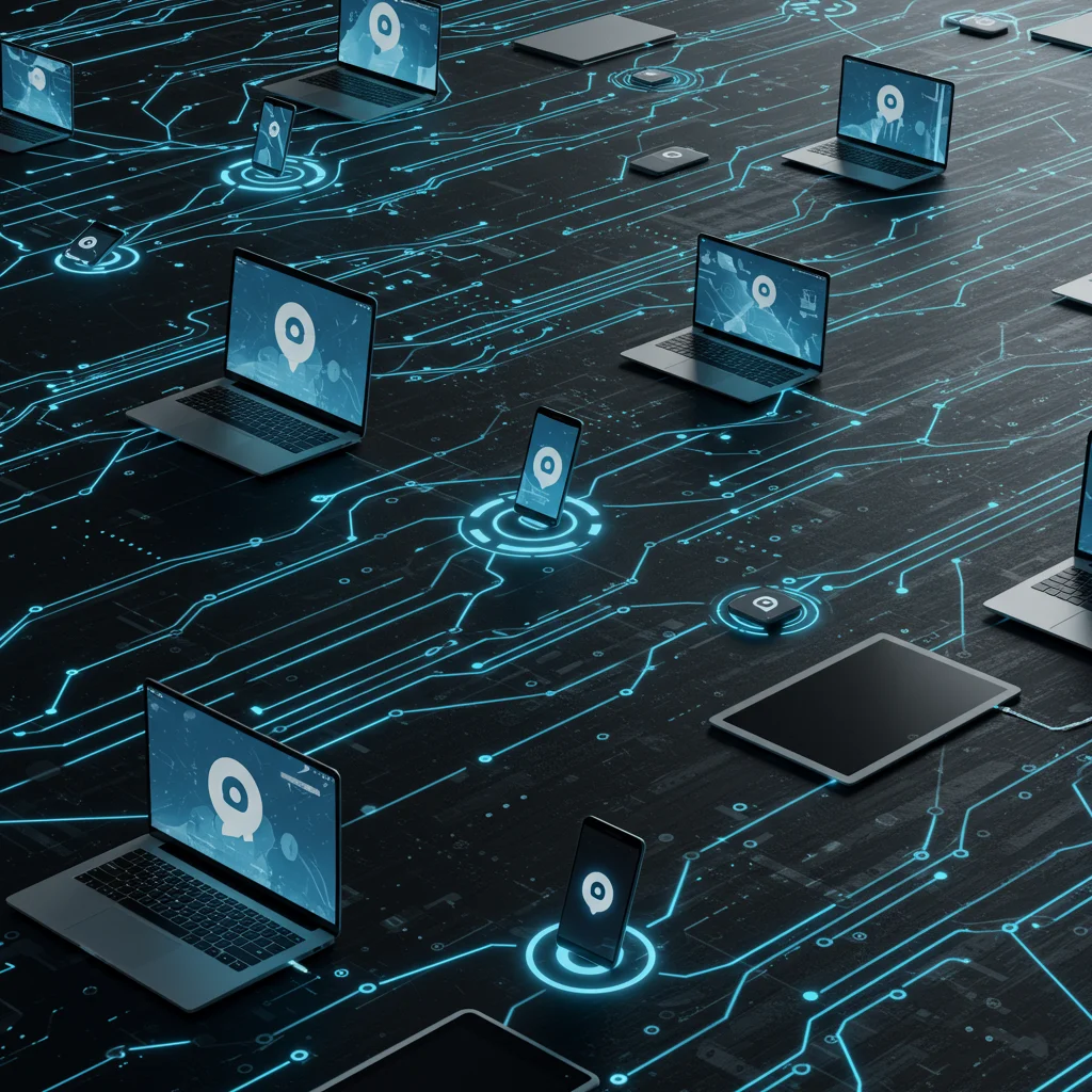 Visualization of Bitchat’s decentralized mesh network connecting multiple devices without internet using Bluetooth technology